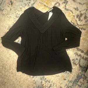 Daniel Rainn Black Long Sleeve Sailor Collar Blouse